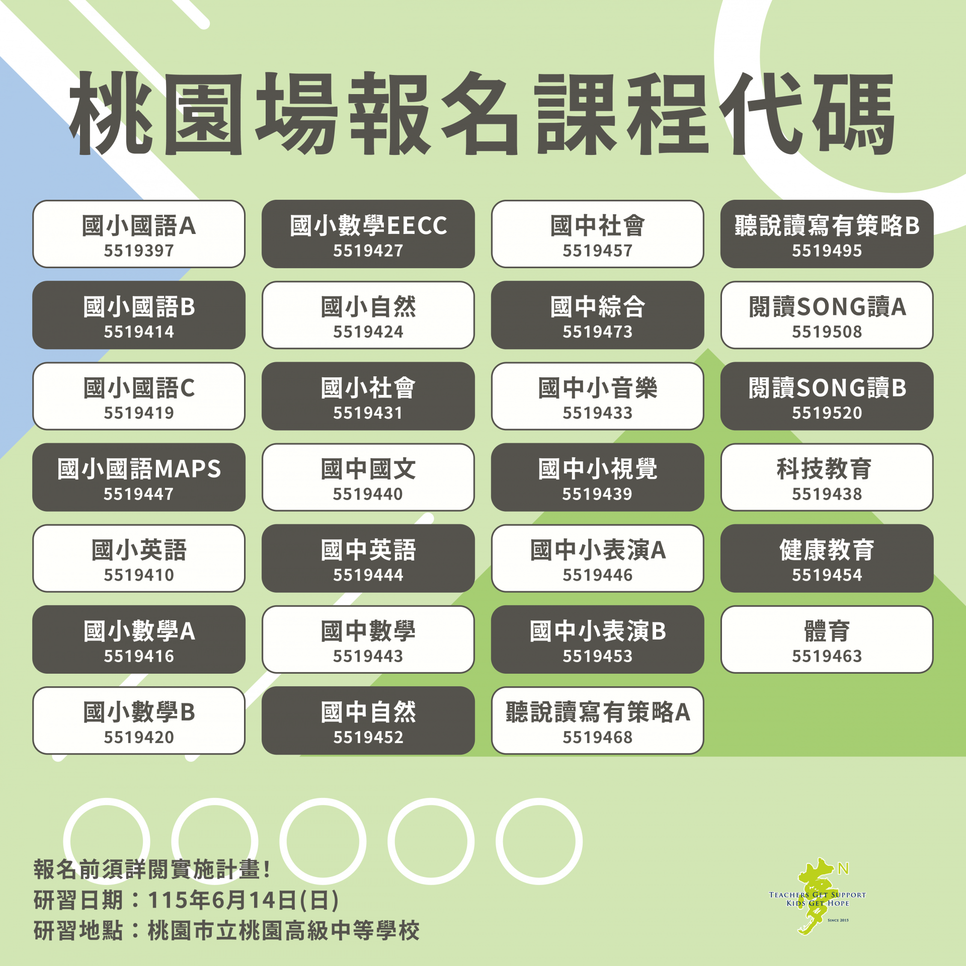 115 年度教師專業成長研習實施計畫-桃園場課程代碼.png